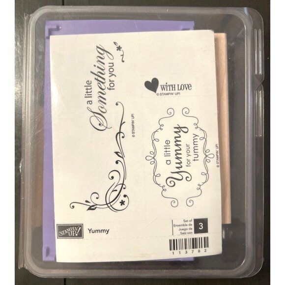 Stampin Up! Yummy wood mounted rubber stamp set 113782 new unmounted holiday - Picture 1 of 2